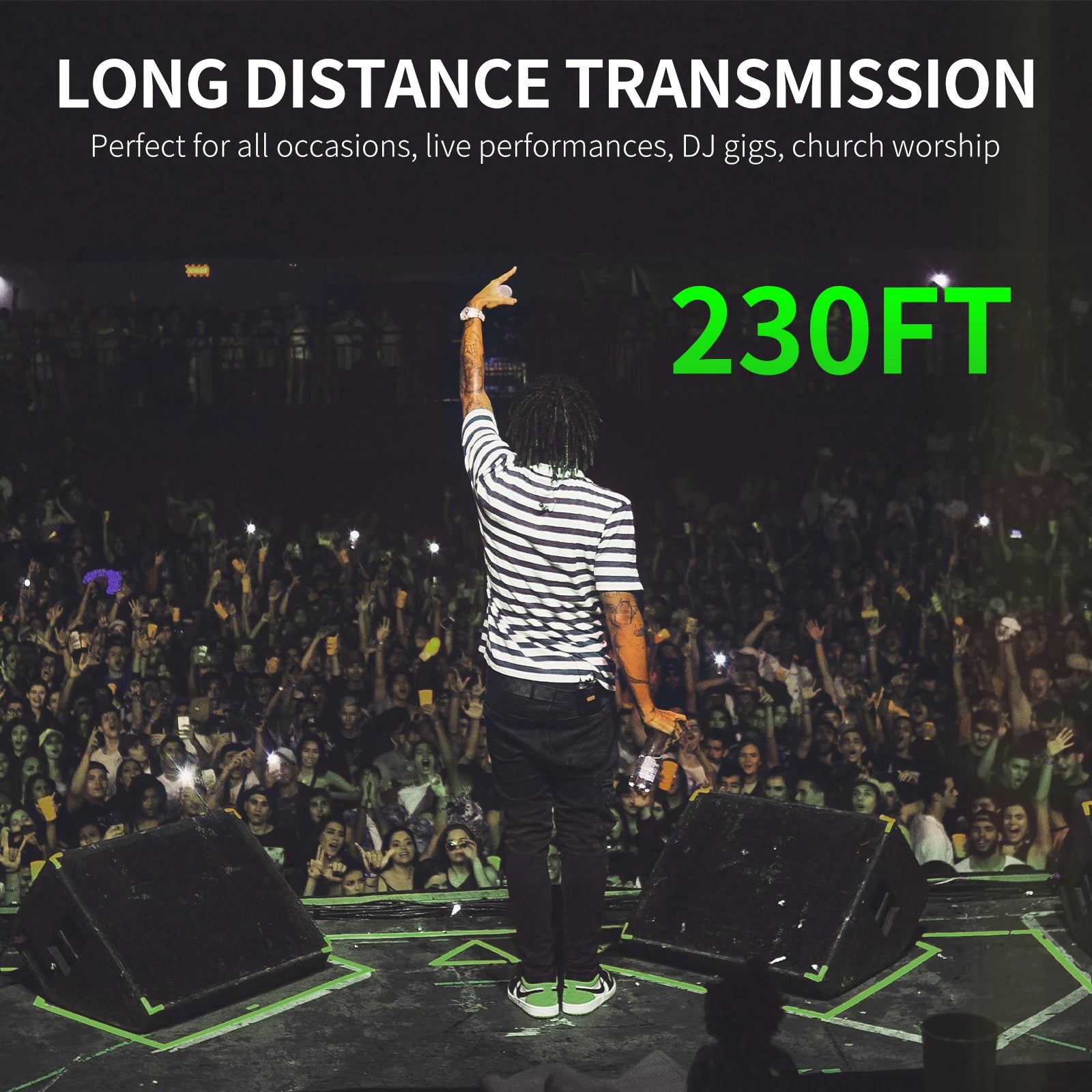 XTUGA RW2090 Wireless in Ear Monitor System Mono IEM Monitoring Dual Channel 230ftOperation Bluetooth Earphone Stage Studio Band