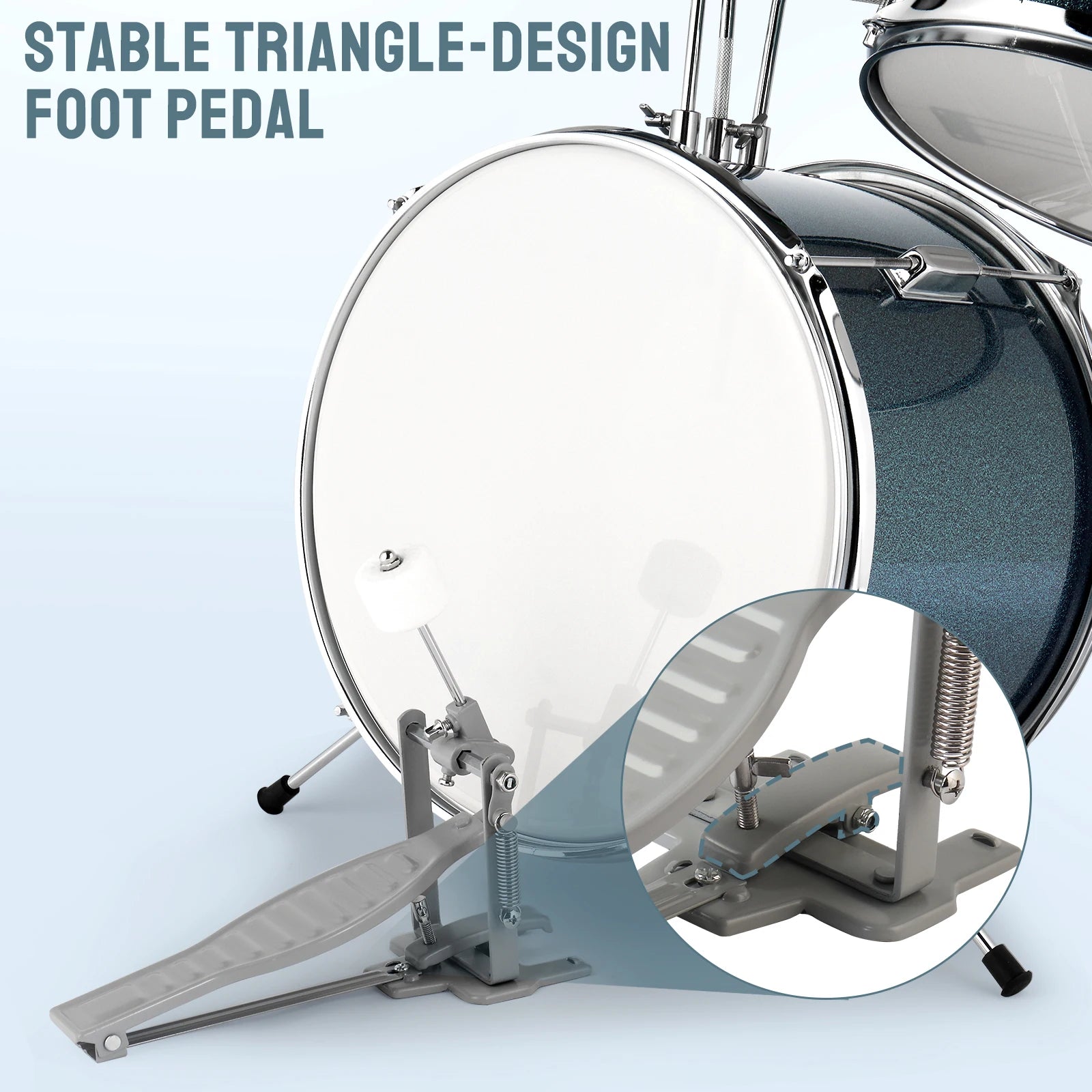 14"x10" 3-Pieces Junior Kids Drum Set Kit With Pedal, Drum Stick, Wrench and Drum Stool