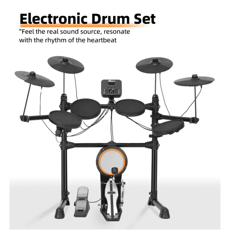 Brand Audio Source Professional Electric Drum Set Electronic Mesh Kick Pedal 440+Sounds Digital Drum Kit for Adult Kid Children