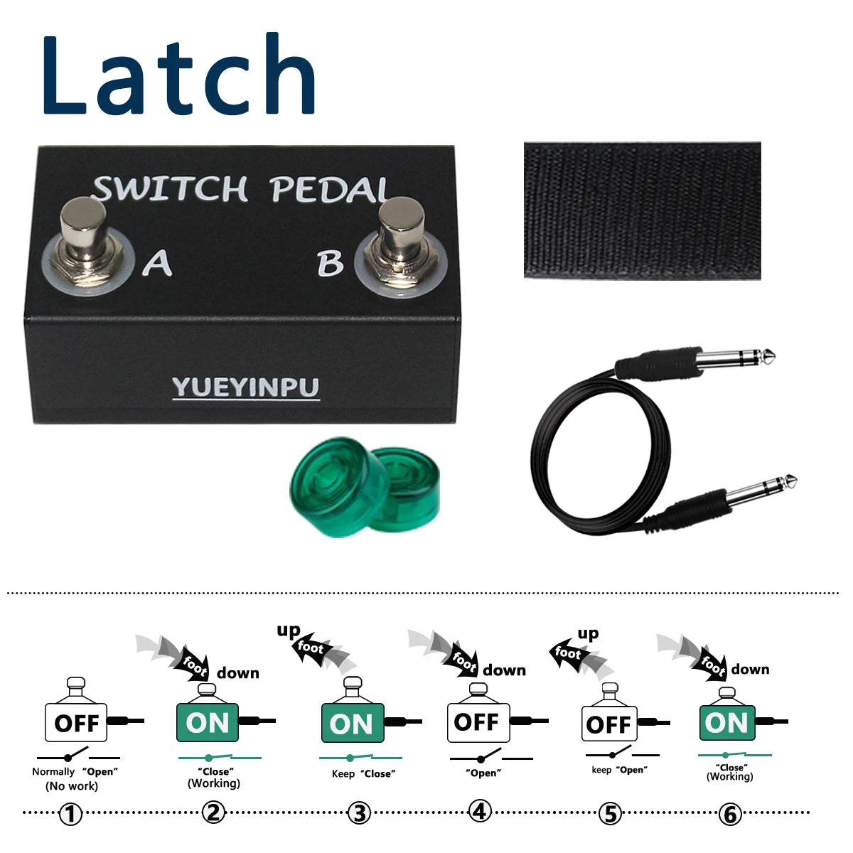 Latch Dual Switch Pedal for Guitar Amps Effect Pedal Latching Type With 2m TRS Cable Music Instrument Accessories