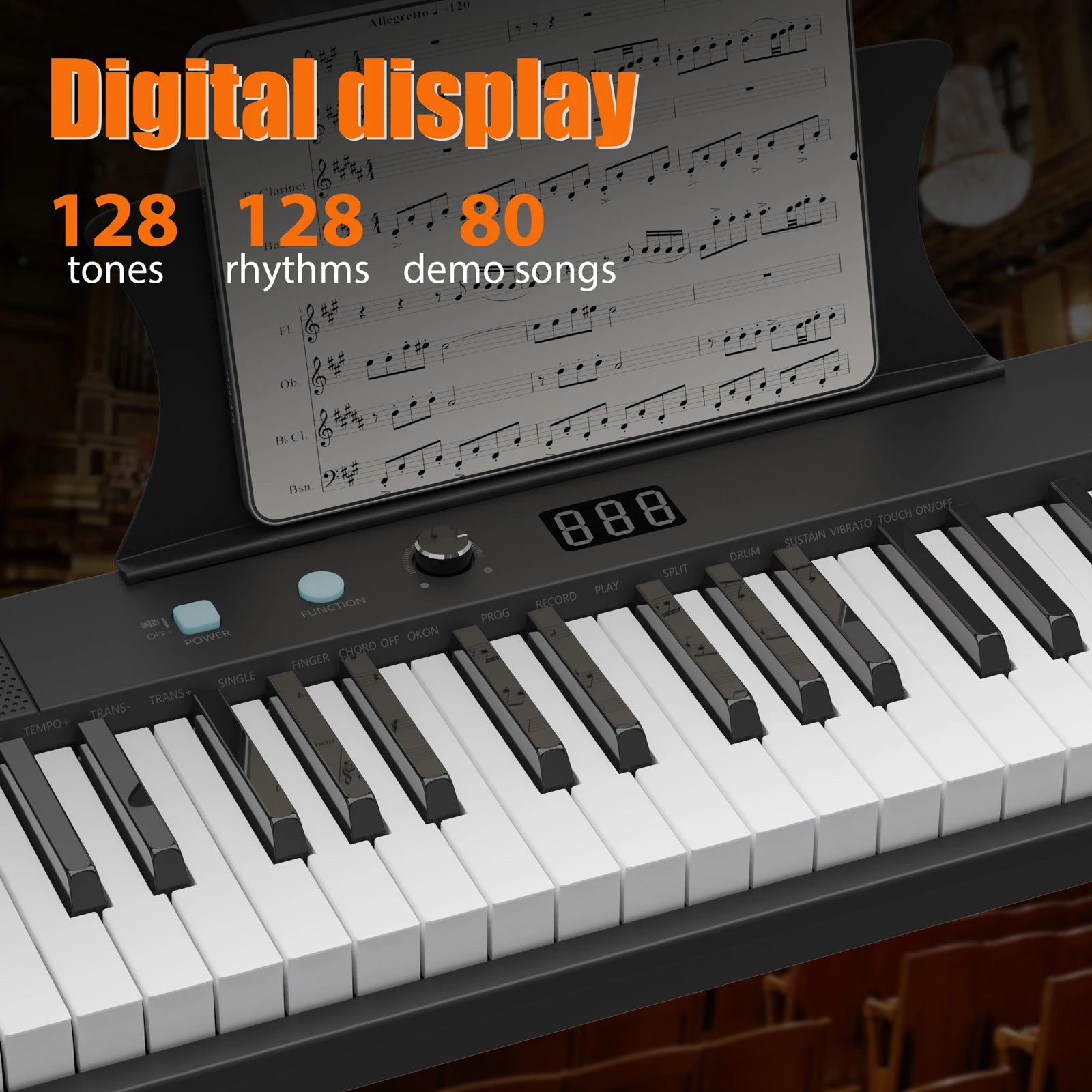 61 Key Keyboard Piano, Protable Electric Semi-Weighted Piano Keyboard For Beginner Professional, Built In Speakers