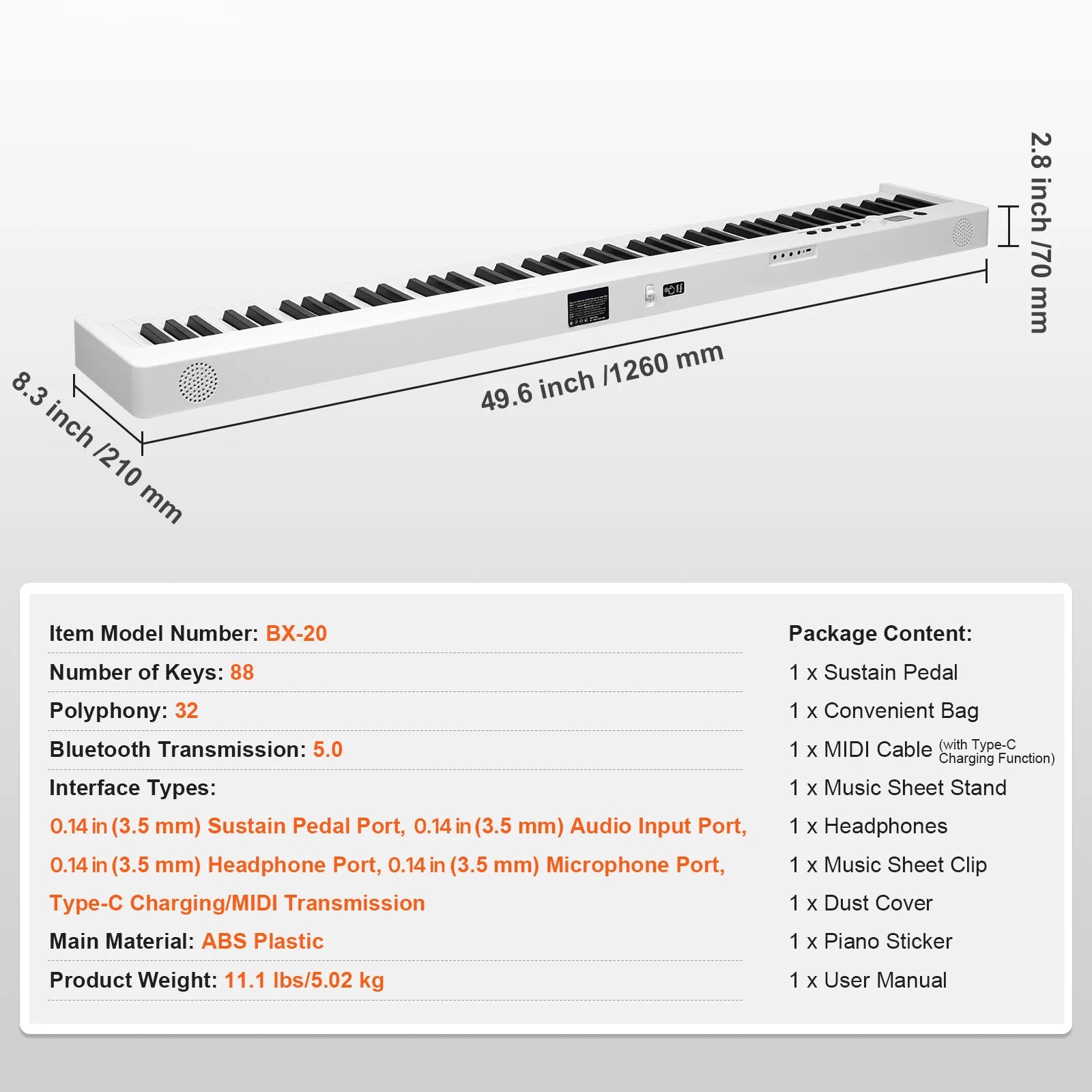 SucceBuy 61 or 88 Key Folding Keyboard Piano Bluetooth & MIDI  Electronic Digital Foldable Piano Rechargeable for Beginners Use