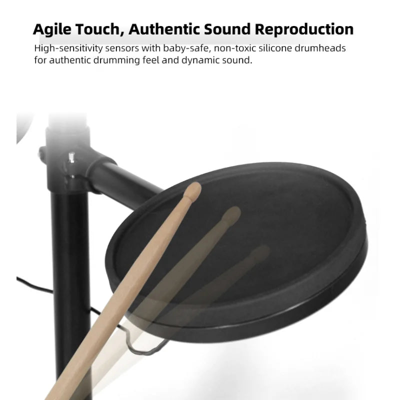 Brand Audio Source Professional Electric Drum Set Electronic Mesh Kick Pedal 440+Sounds Digital Drum Kit for Adult Kid Children