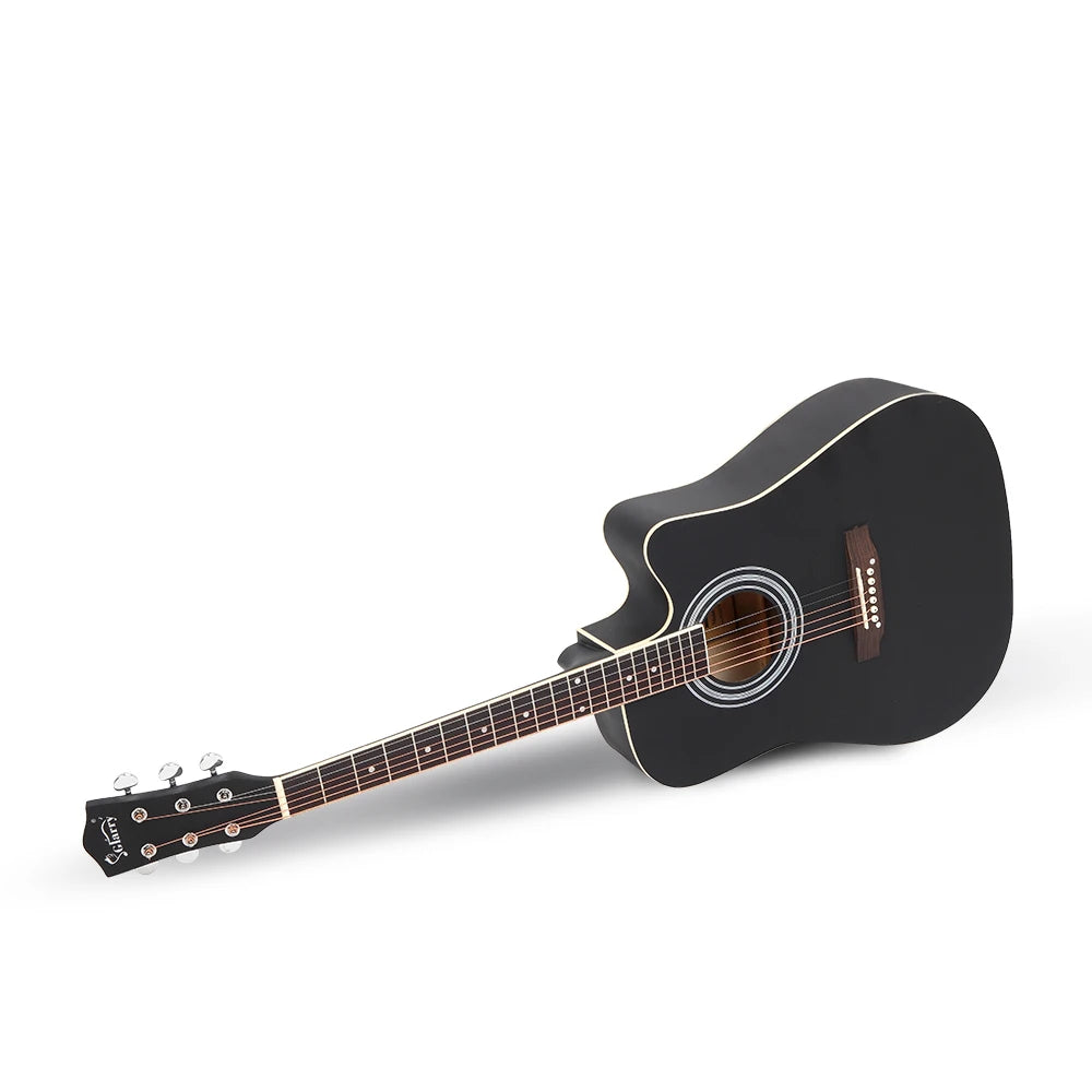 41-Inch Notch Spruce Panel Matte Edging Folk Guitar With Bag Shield Wrench Black