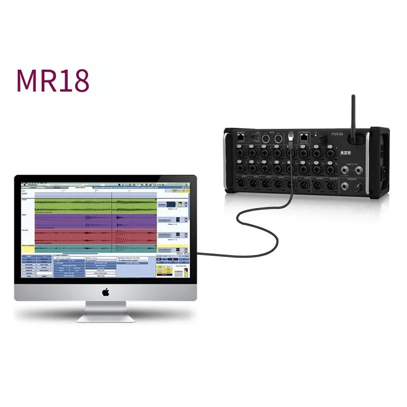 MR18 Professional Digital Mixing Studio Recording Console Studio Digital Mixer Audio Multi-track Sound Table with USB Recorder
