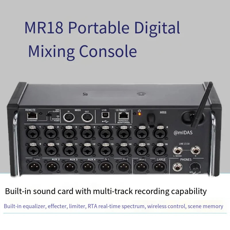 MR18 Professional Digital Mixing Studio Recording Console Studio Digital Mixer Audio Multi-track Sound Table with USB Recorder