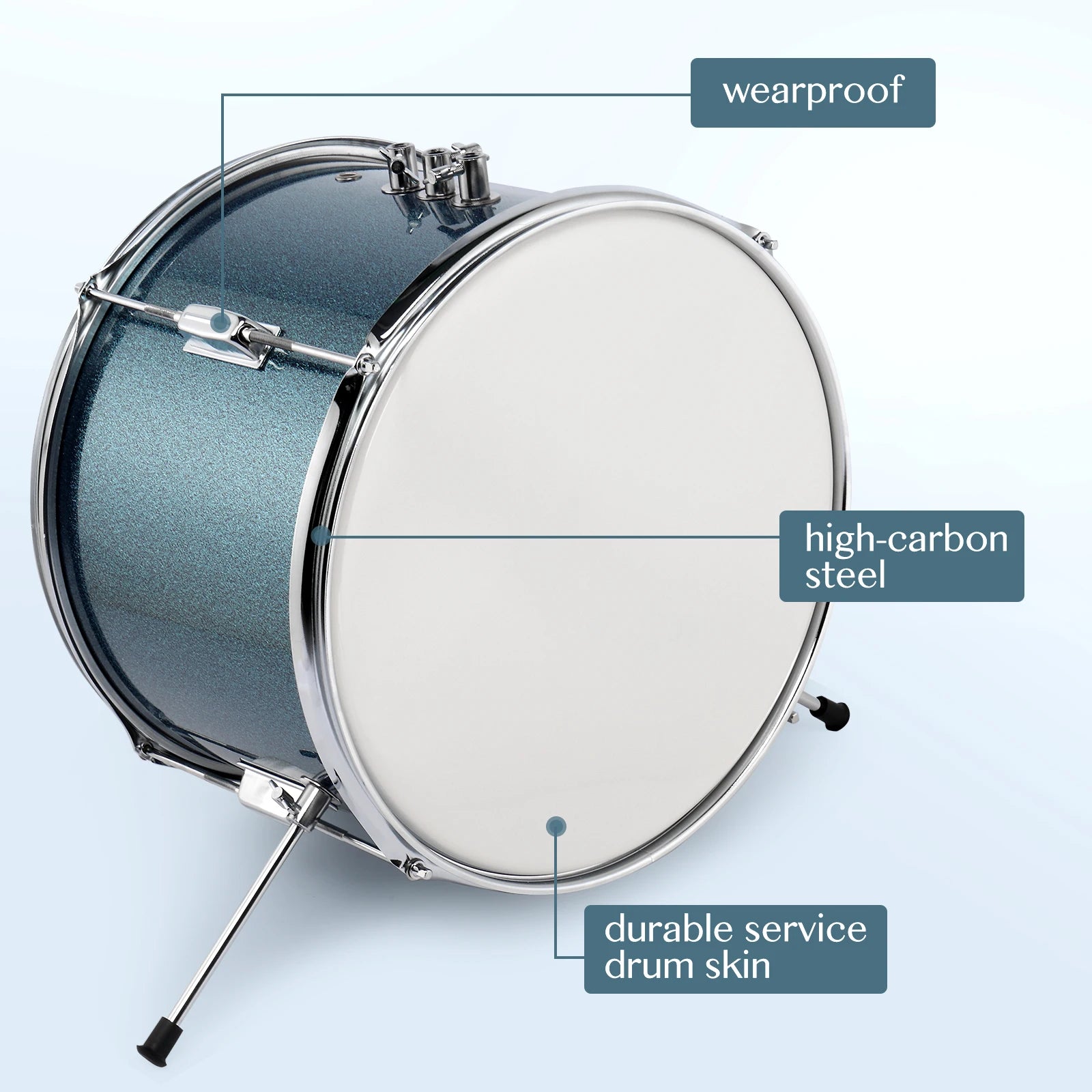 14"x10" 3-Pieces Junior Kids Drum Set Kit With Pedal, Drum Stick, Wrench and Drum Stool