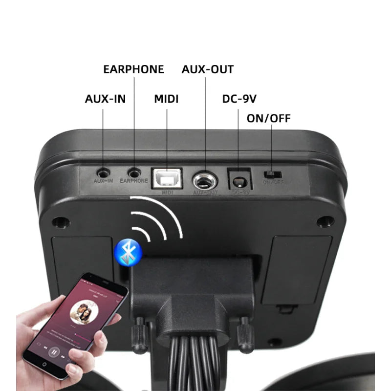 Brand Audio Source Professional Electric Drum Set Electronic Mesh Kick Pedal 440+Sounds Digital Drum Kit for Adult Kid Children