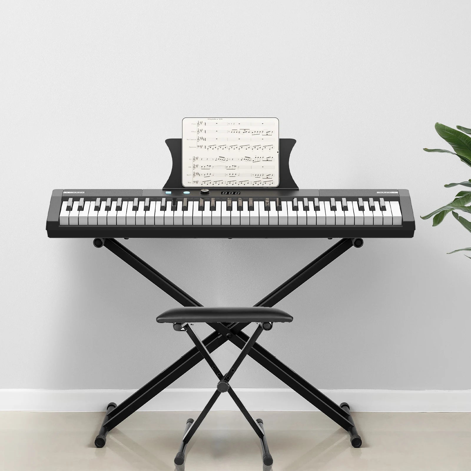 61 Key Keyboard Piano, Protable Electric Semi-Weighted Piano Keyboard For Beginner Professional, Built In Speakers