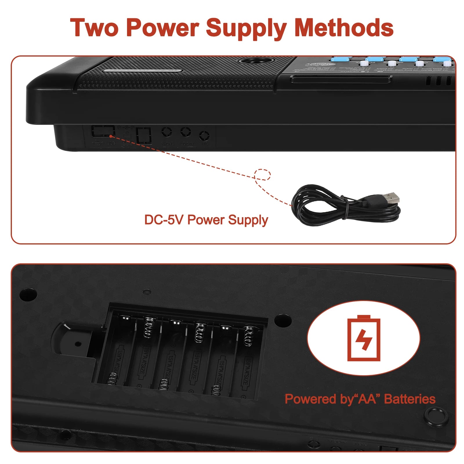 61-Keys Multifunctional Electronic Piano Keyboard for Kids, Built-in Microphone, Portable Piano Learning Tool for Beginners